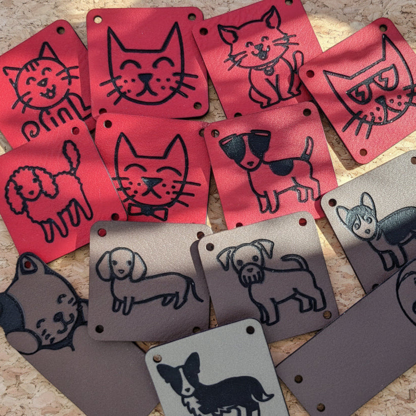 Keinonahkainen ompelumerkki 5 kpl Regular omalla tekstillä