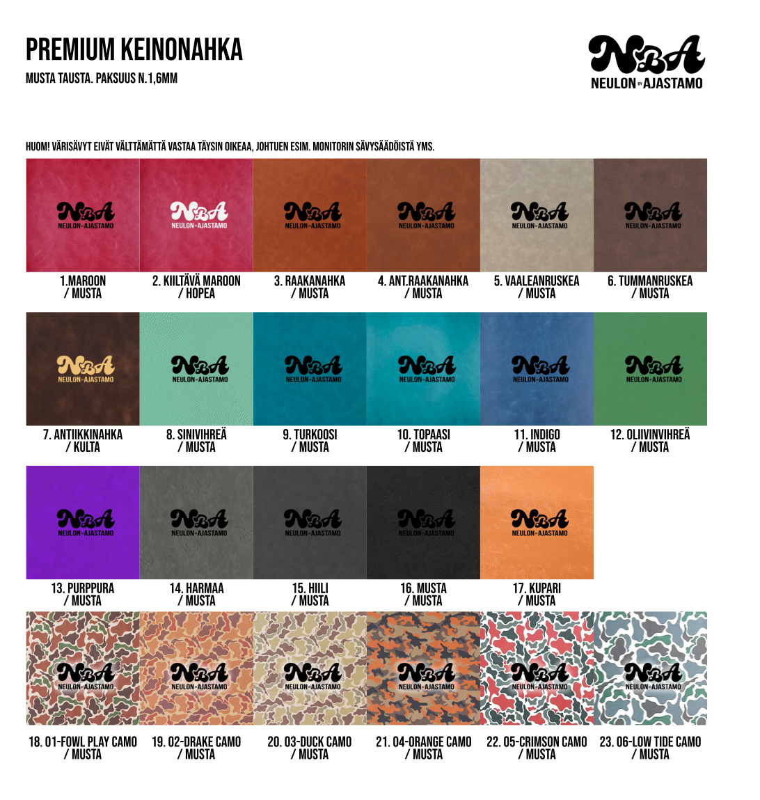 Keinonahkainen ompelumerkki 5 kpl Premium omalla tekstillä